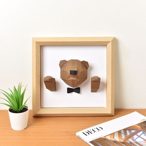 盒紙動物 BOX ANIMAL - 台灣原創紙模設計開發 3D紙模型-DIY動手做-相框系列-紳士熊-擺設 掛飾 掛畫