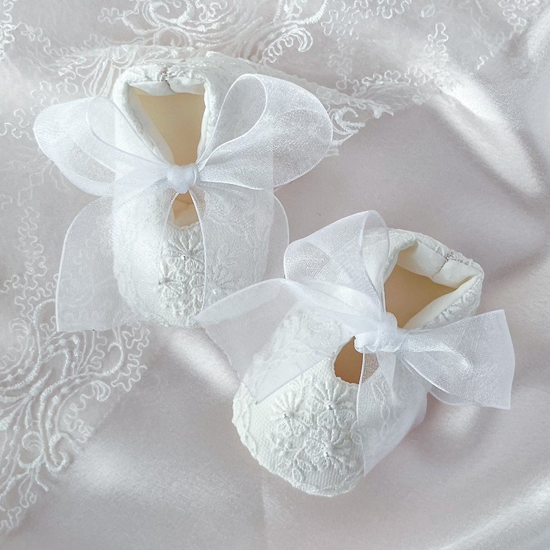 Elegant lace silk baby shoes - Baby Shoes - Silk White