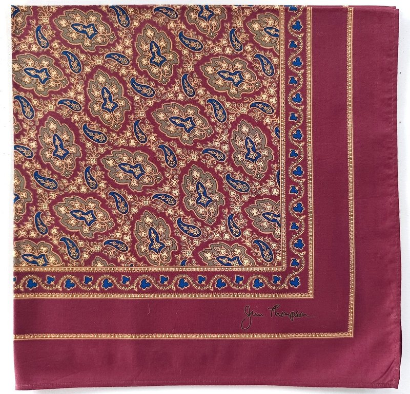 Jim Thompson Vintage Handkerchief Motif 19 x 18 inches - 手帕 - 棉．麻 紅色