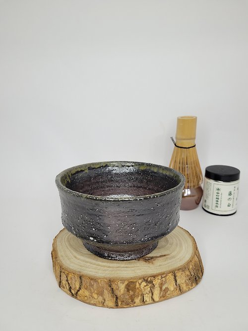 日本黑御影柴燒抹茶碗
