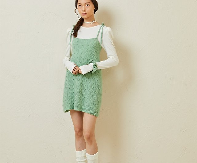 Ribbon cable knit mini dress / 3 colors - Shop Snug.U One