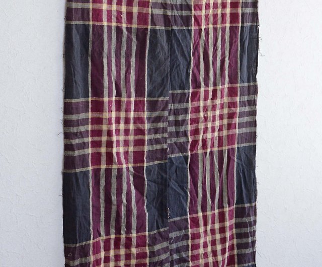古布木綿襤褸布団皮二幅格子模様ジャパンヴィンテージファブリック 