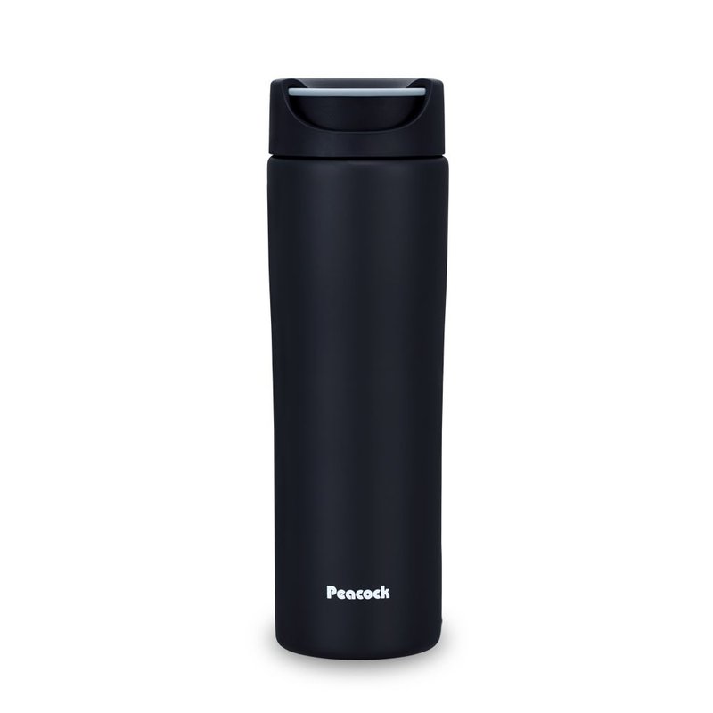 【孔雀Peacock】450ml 不鏽鋼保溫杯 (旋蓋即飲) 微笑馬克-消光黑 - 保溫瓶/保溫杯 - 不鏽鋼 黑色