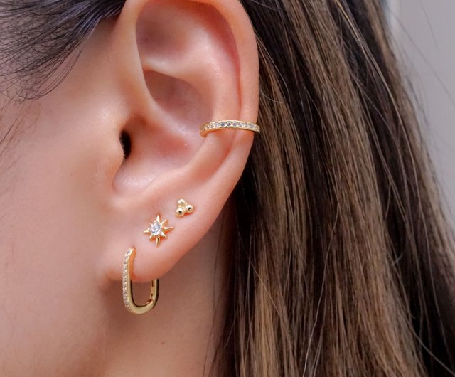 サイズ追加】 K14 フラット ストーン ワンタッチ ピアス [シングル