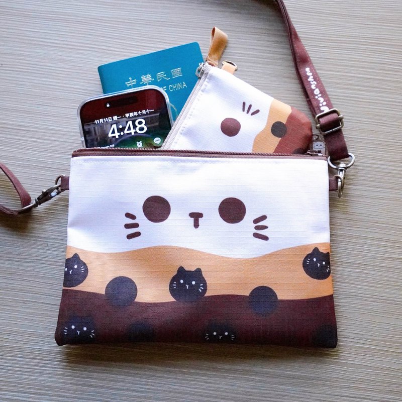 Vivianshen water-repellent lightweight travel bag - Jane milk cat model - กระเป๋าแมสเซนเจอร์ - วัสดุกันนำ้ 