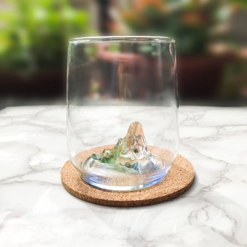 仟庚玻璃 【愛臺灣】原創手工 青山綠水玉山杯/威士忌杯/茶杯/冰山杯 附