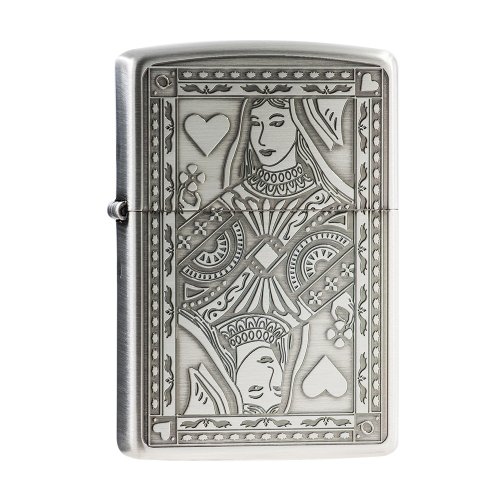 Zippo 【ZIPPO官方旗艦店】撲克牌-皇后設計防風打火機 ZA-3-151B