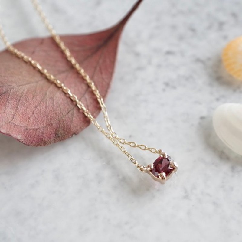 [January] Garnet oval necklace [P109K10(RG)] - 項鍊 - 寶石 