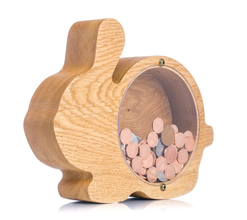 兔子存錢筒木質兔子存錢筒復活節玩具男孩和女孩 - 存錢筒 - 木頭 