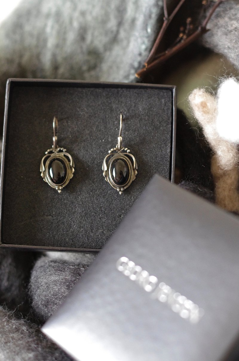 Authentic Georg Jensen 2017 black onyx drop needle earrings P525 - ต่างหู - โลหะ สีทอง