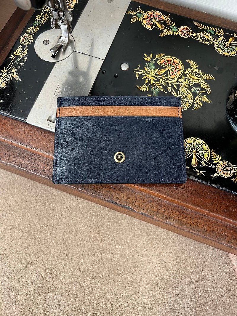 Italian hand-dyed vegetable tanned leather card holder - limited edition night blue color - Wallets - Genuine Leather 