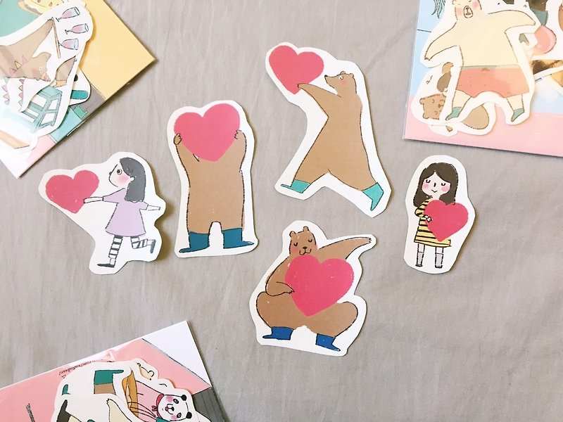 Xiu Xiu Bear / full of love - 2017 feel good matte sticker pack into 5 - Stickers - Paper 