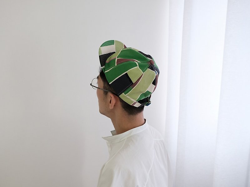 減簡單車帽/T.D.S 綠方塊 - 帽子 - 棉．麻 綠色