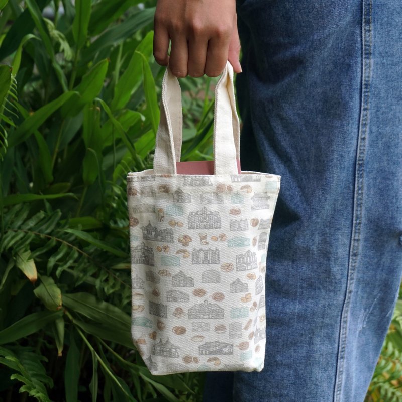 Mai Mai Treasure Map-Taiwan Old Street Food Bag | Practical gifts for local cultural and historical buildings - Handbags & Totes - Cotton & Hemp Khaki