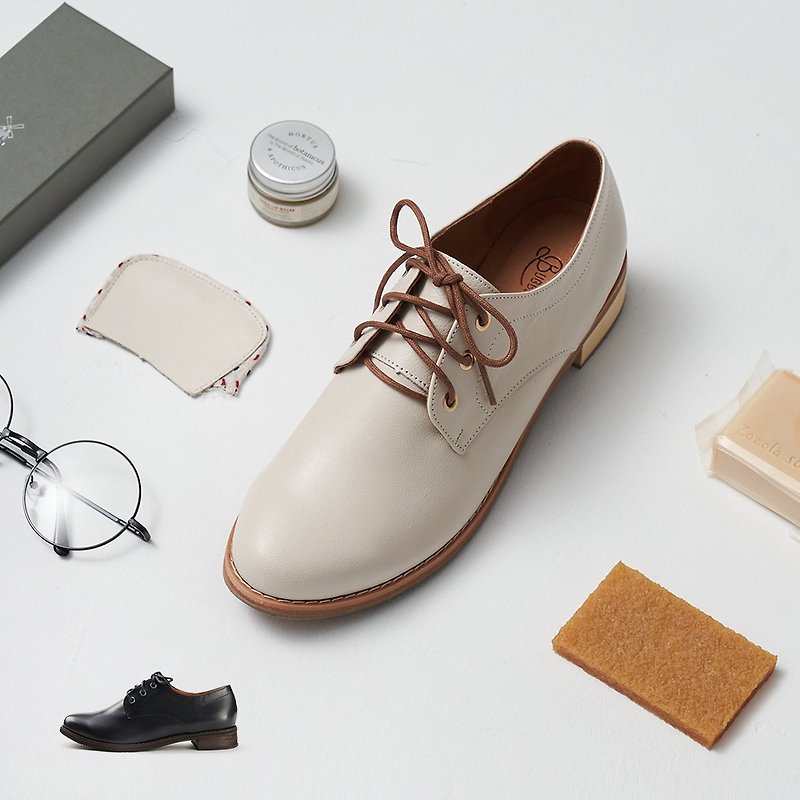 Life Institute Derby Shoes - Oxygen - รองเท้าอ็อกฟอร์ดผู้หญิง - หนังแท้ ขาว