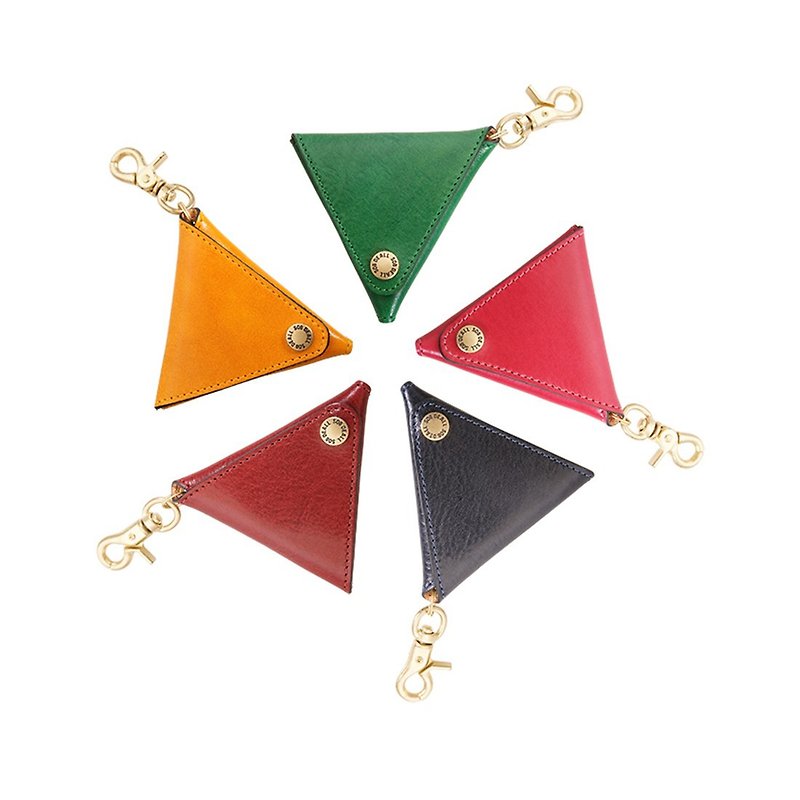Classic special color triangle coin purse - กระเป๋าใส่เหรียญ - หนังแท้ สีส้ม