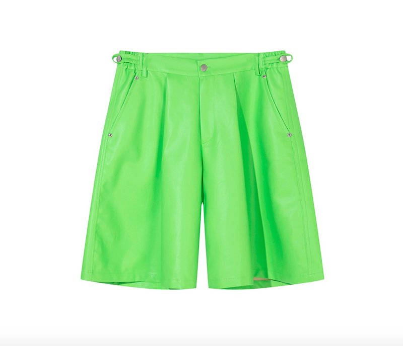 NeonShorts neon green leather shorts - กางเกงขาสั้น - วัสดุอื่นๆ สีเขียว