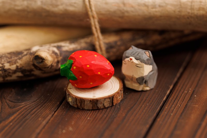 Islandoffer Basswood Carving Strawberry - Items for Display - Wood Red