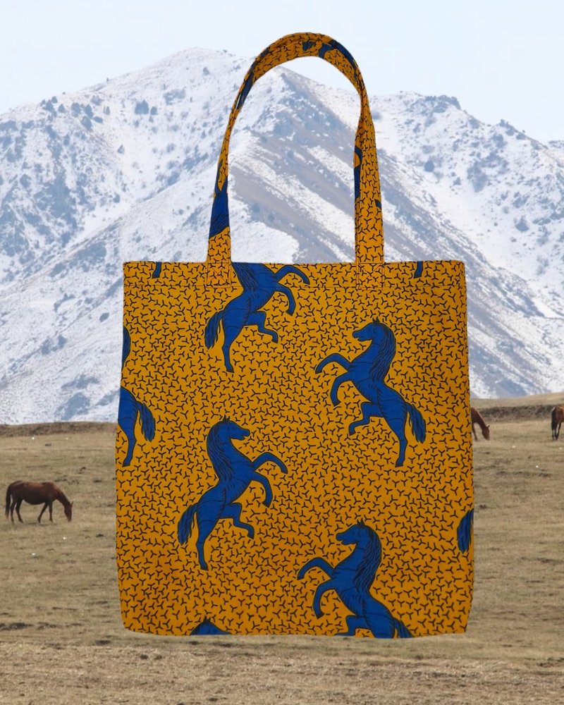 กระเป๋าสะพาย ผ้าแอฟริกัน , กระเป๋าผ้าแองการ่า - กระเป๋าถือ - ผ้าฝ้าย/ผ้าลินิน สีเหลือง
