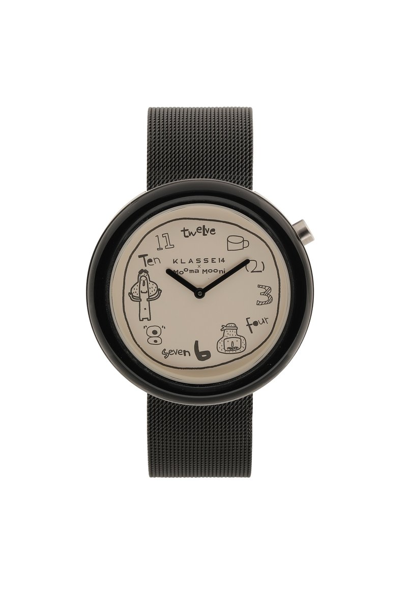 Klasse14 x Topbananax Mooma Mooni black steel strap watch 36/42mm - นาฬิกาคู่ - สแตนเลส 