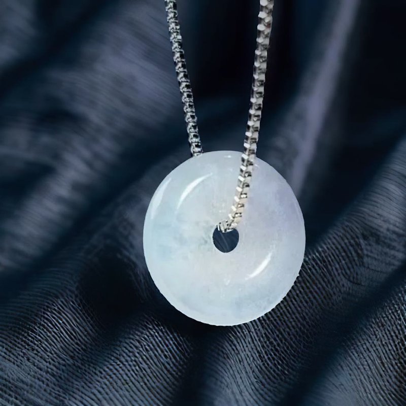 【May‧Peace】Ice Jadeite Peace Buckle Necklace | Natural Burmese Jadeite A Grade | Gift - Necklaces - Jade Transparent