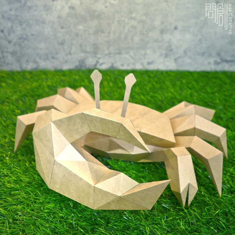 DIY手作3D紙模型 擺飾禮物  壁飾  掛飾 昆蟲系列 - 招潮蟹 - 公仔/玩偶 - 紙 卡其色