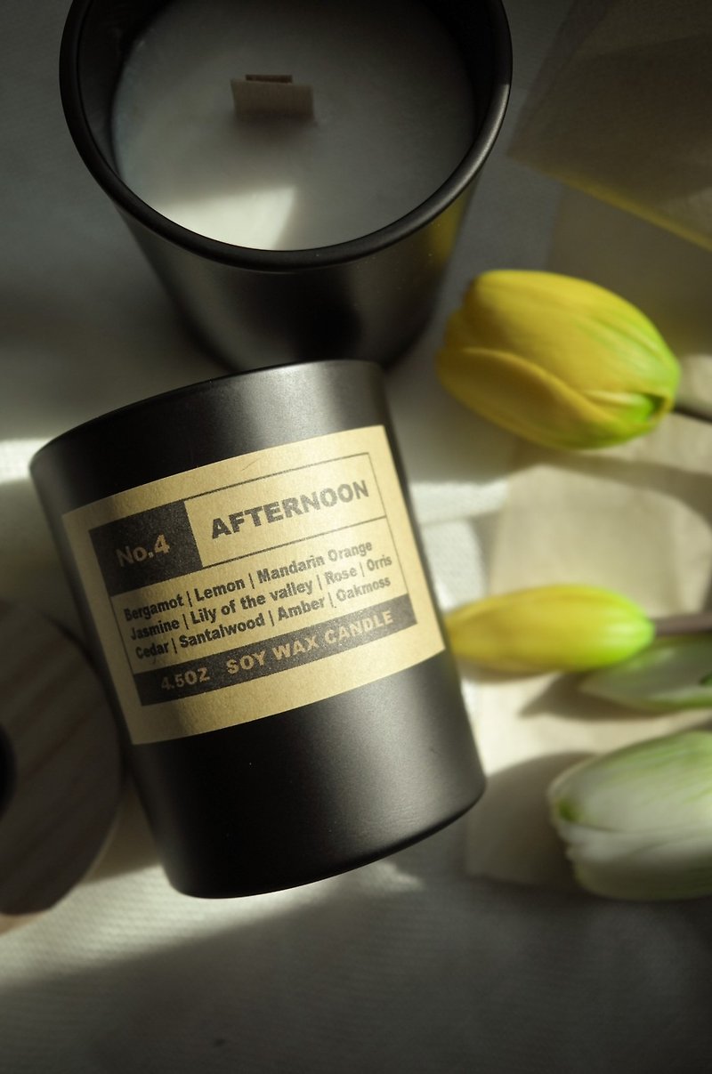 【Preferred Gift】Handmade Wooden Core Natural Scented Candle【No.4 AFTERNOON Afternoon Time - Candles & Candle Holders - Wax Black