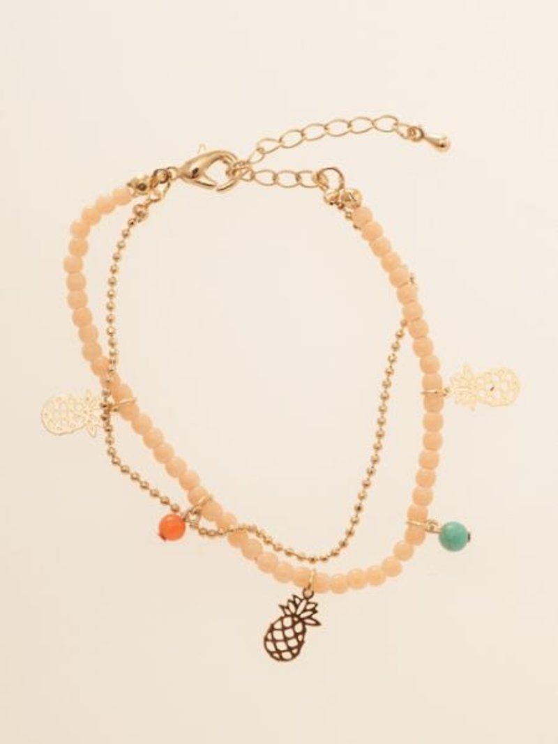 【Pre-order】 ✱ string beads pineapple bracelet ✱ (three-color) - Bracelets - Other Metals Multicolor