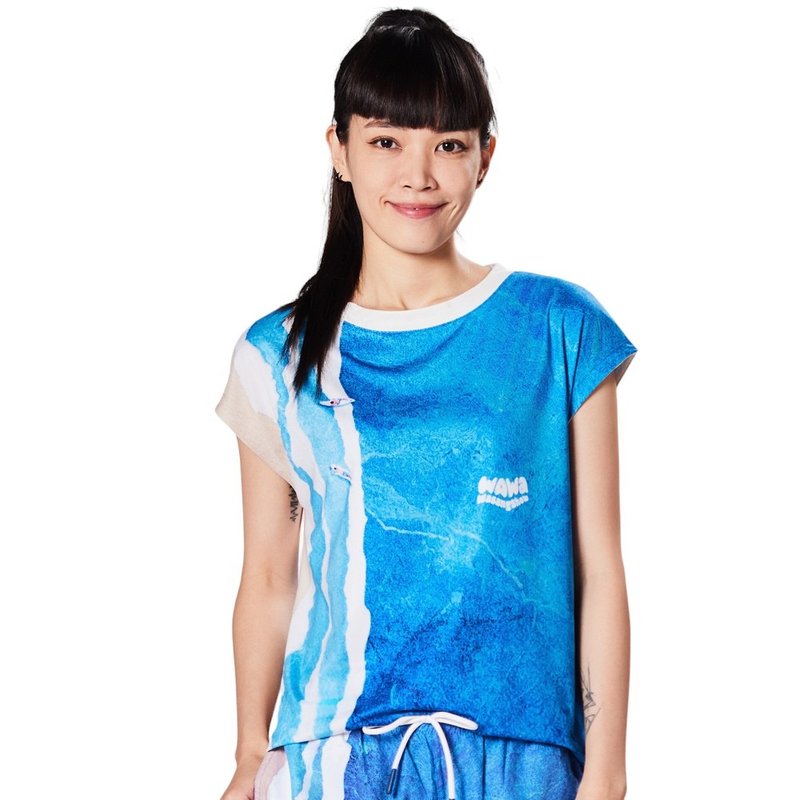 [Towards the Waves Series] Ocean surfing women’s cool TEE - Women's Tops - Polyester Blue