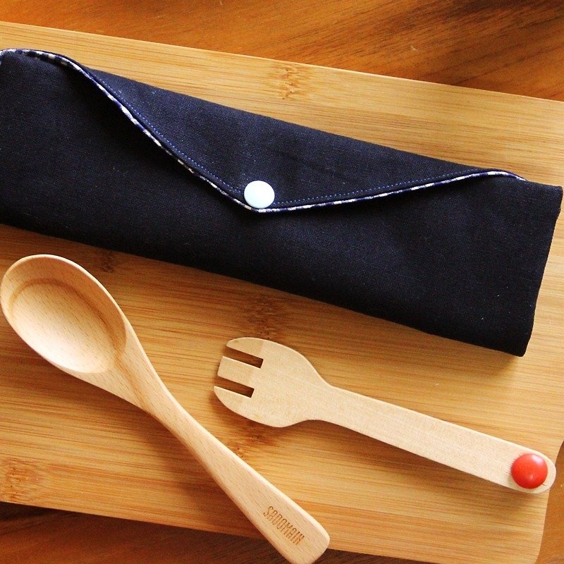 Wenqingfeng environmentally friendly chopsticks bag ~ calm blue storage bag. Environmentally friendly chopsticks bag. Hand-made tableware bag - กล่องเก็บของ - กระดาษ สีน้ำเงิน