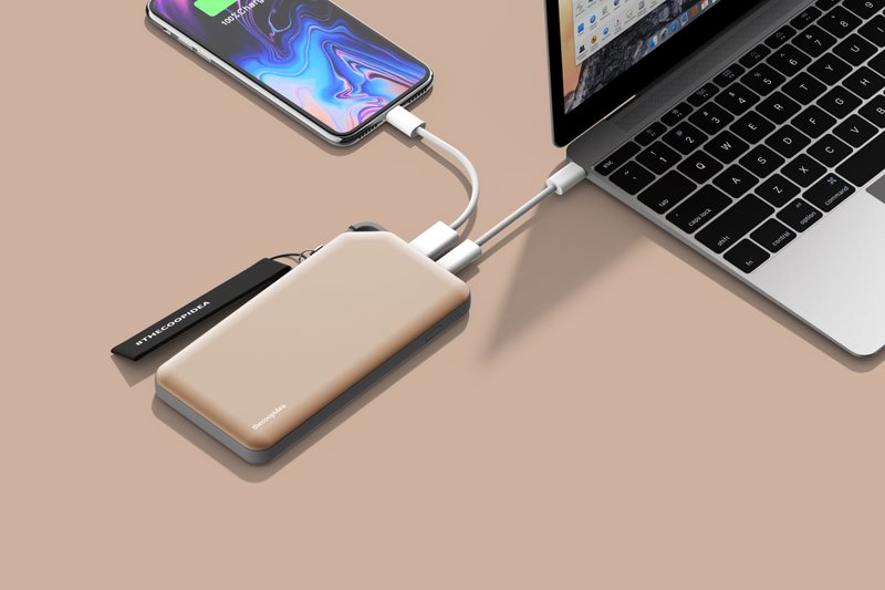 【贈送USB-C至 iPhone 充電線】Plank 10000mAh 充電器 | 金色 - 行動電源/充電線 - 其他材質 金色