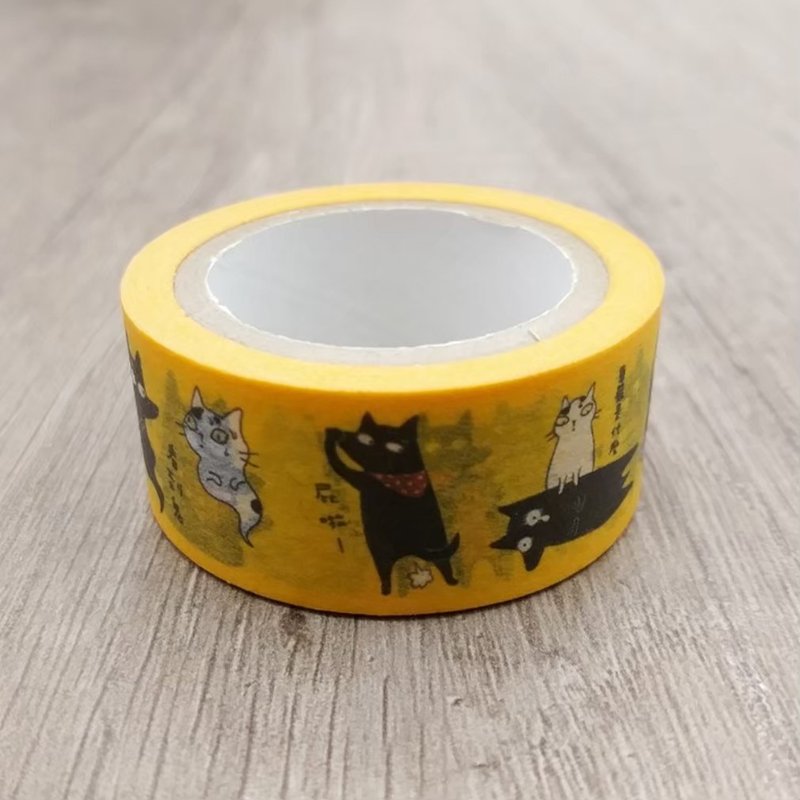 3貓小舖~黑狗翻白眼紙膠帶(插畫家:貓小姐) - 紙膠帶/和紙/PET - 紙 