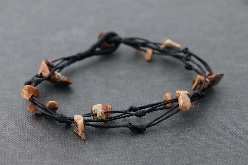 Knotted Stone Bracelets Basic Brown Jasper Beaded Bracelets - สร้อยข้อมือ - หิน สีนำ้ตาล