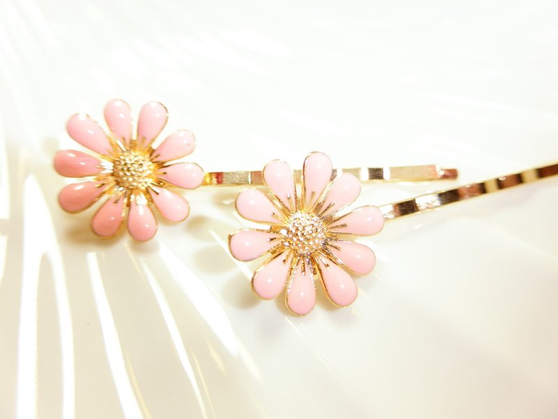 Great Macaron series - pink daisy flower hairpin -Cash.b - เครื่องประดับผม - โลหะ สึชมพู