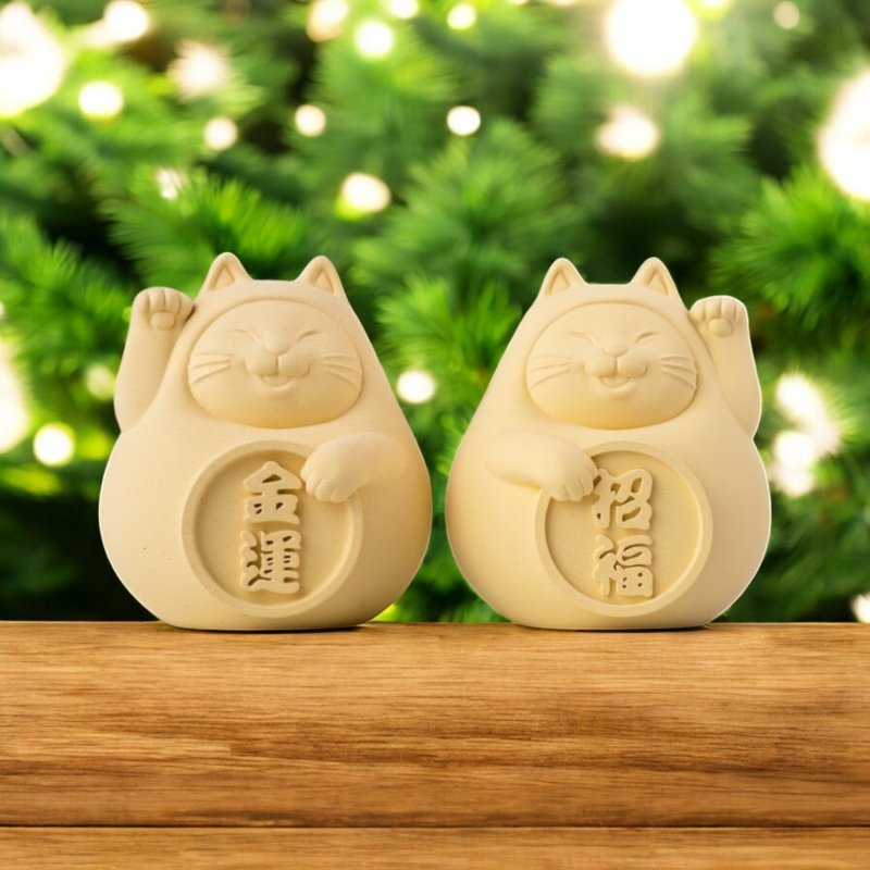 [Fast shipping within 24 hours] A pair of fat and lucky cats (medium) lucky yellow - น้ำหอม - ไข่มุก สีเหลือง