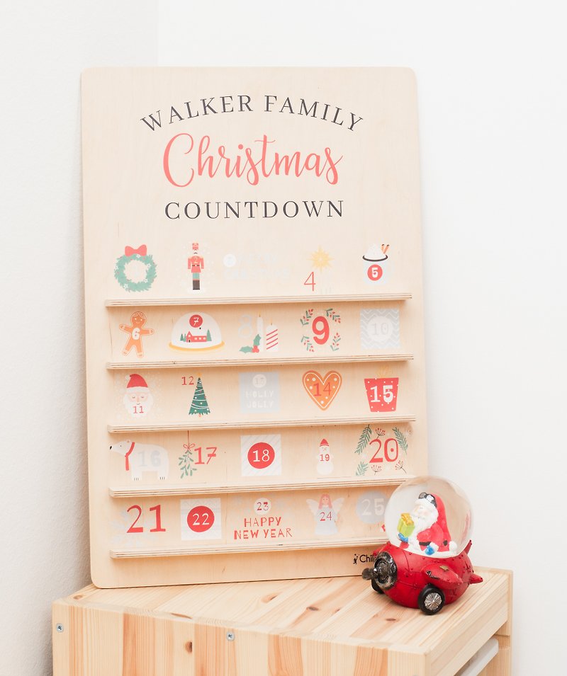 パーソナライズされたアドベントカレンダー、クリスマスカウントダウン、子供のクリスマスプレゼント - 知育玩具・ぬいぐるみ - 木製 多色