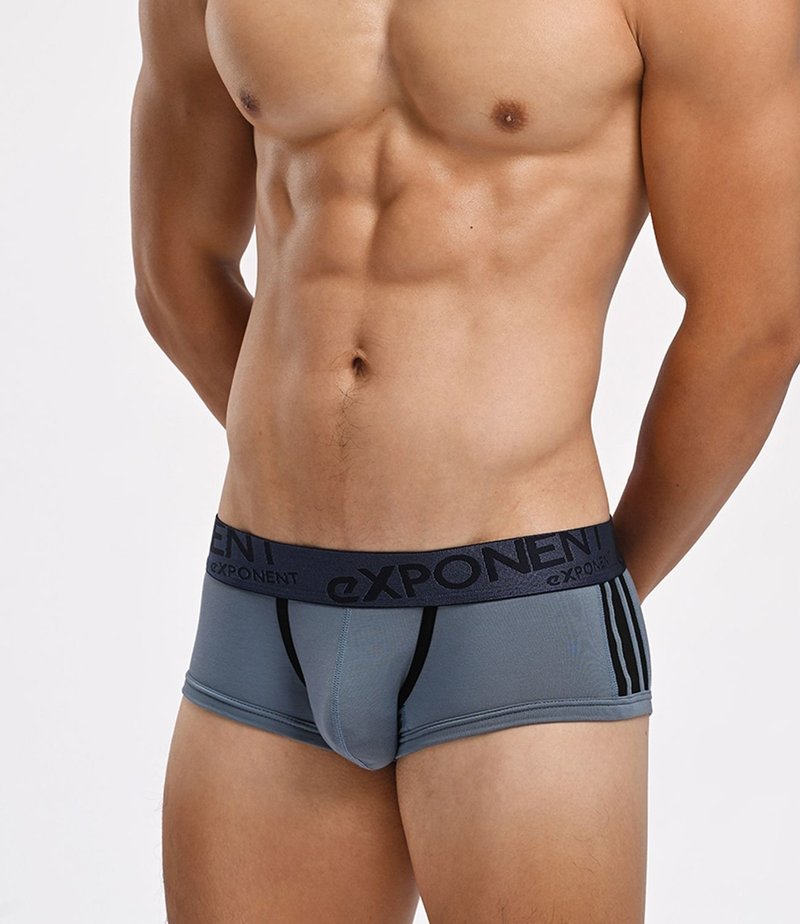 (2color)50 Lenzing Extreme Comfort Modal Boxer(Side Line)-Grey Blue - ชุดชั้นในผู้ชาย - ไนลอน สีน้ำเงิน