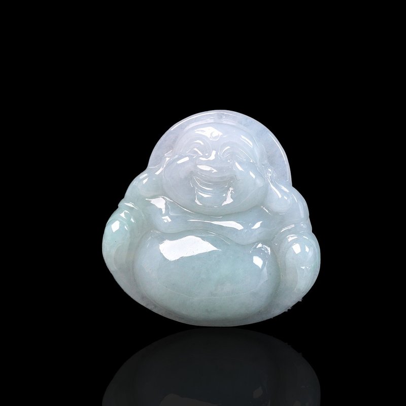 Green Jadeite Maitreya Buddha Necklace | Stone| Natural Burmese Jadeite A Grade | Gift - สร้อยคอ - หยก สีเขียว