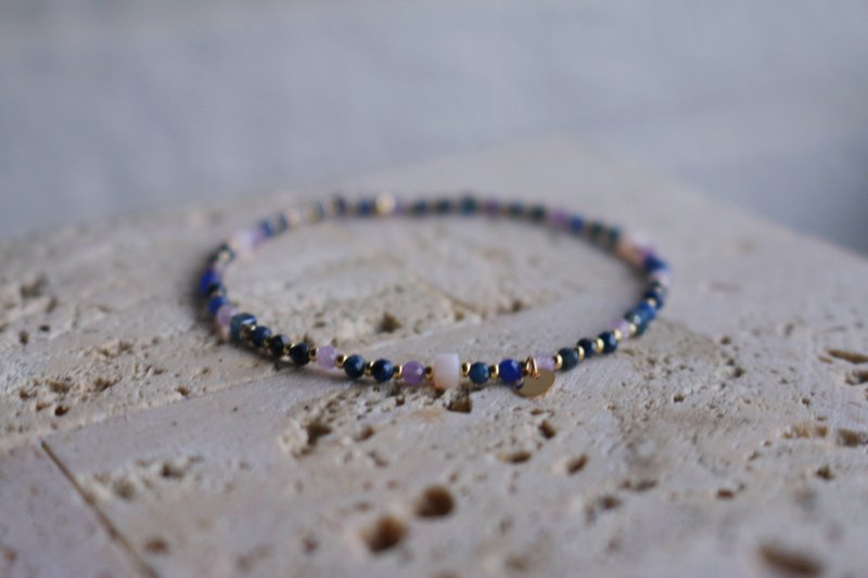 Bracelet Sapphire Purple Heart Stone Elastic Cord - Good News - - Bracelets - Gemstone Blue