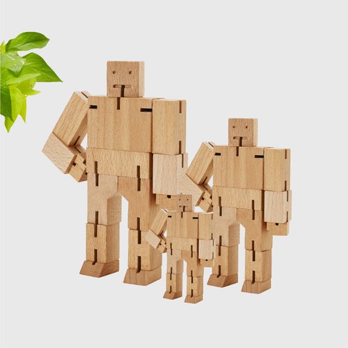 Cubebot 臺灣總代理 Cubebot 酷比人【樸實木三件組】山毛櫸積木變形機器人公仔