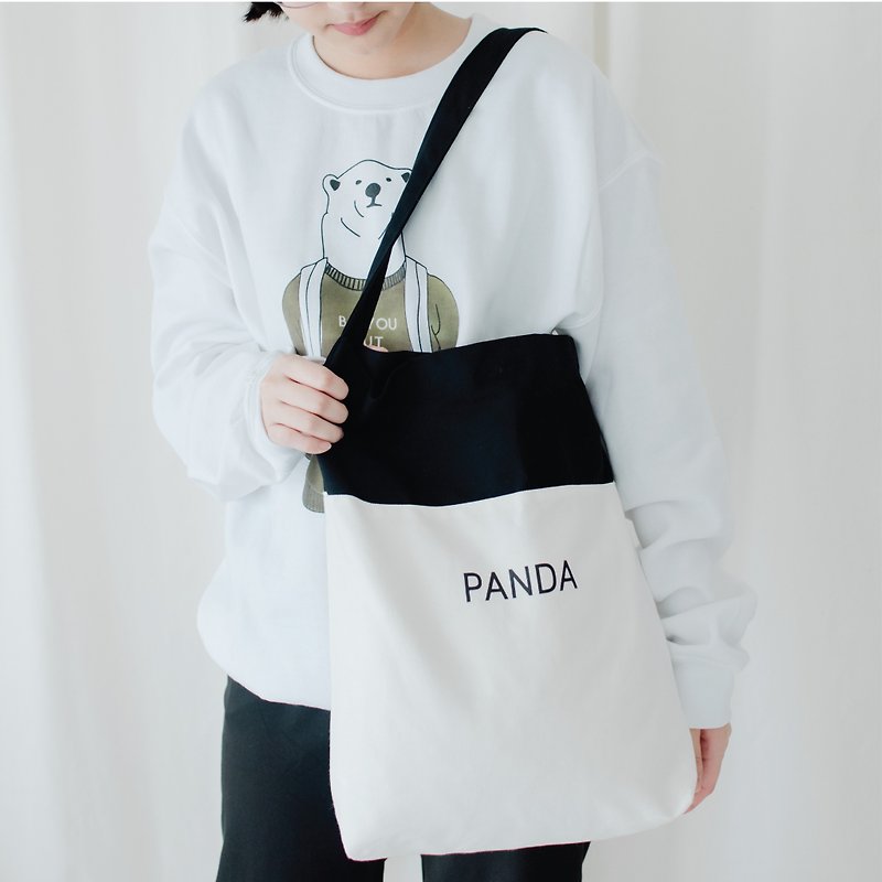 PANDA, Species easy bag - 側背包/斜孭袋 - 棉．麻 白色