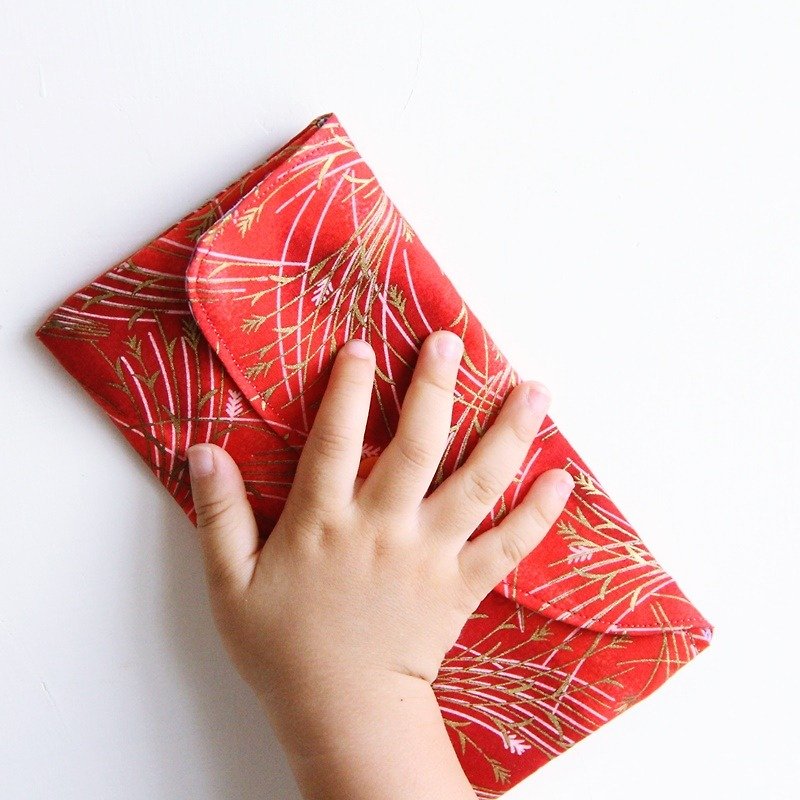 落ち穂拾い明るい赤赤い封筒 - 手作りの赤い封筒赤い封筒結婚式の布水平赤い封筒かわいいポーチナプキンポーチ - 財布 - コットン・麻 レッド