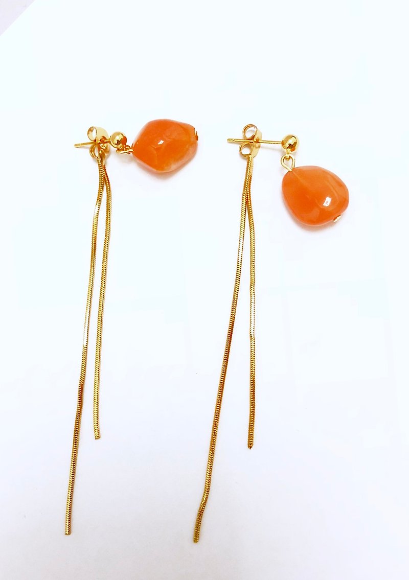 Manao Stone Earrings - ต่างหู - คริสตัล สีส้ม