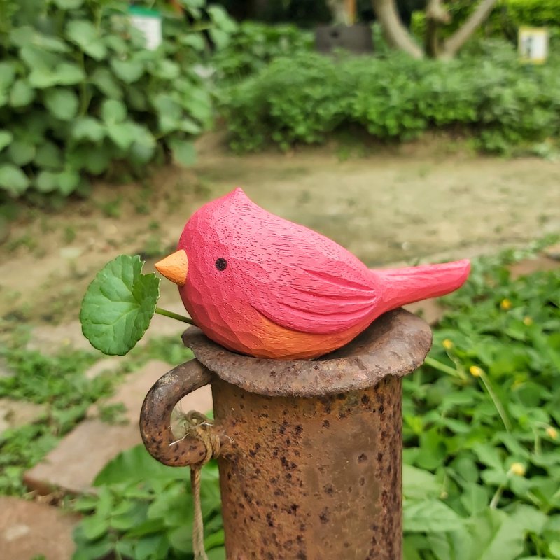 紅雀 木雕(無現貨/需訂購) - 公仔模型 - 木頭 紅色