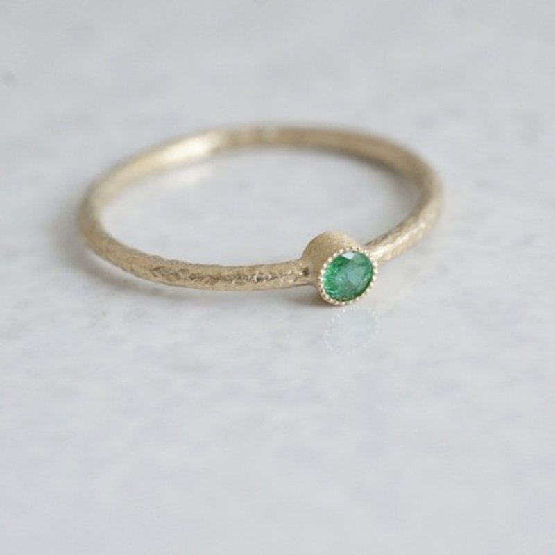 K18 Emerald birthstone ring [R050K18EM] - 戒指 - 寶石 