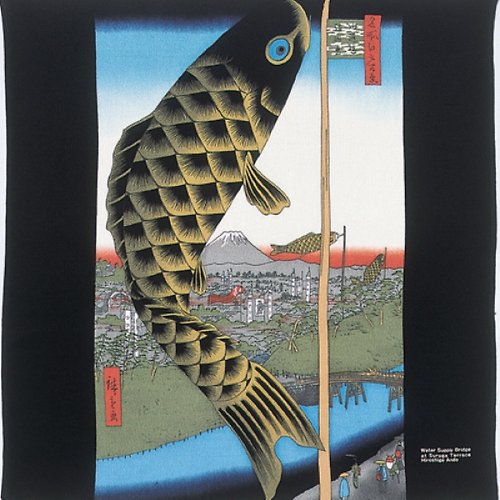 荷風日立商行 京都風呂敷包巾-隅田川 二巾-鯉魚