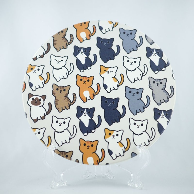 many many nyanmia are cat pot mats, plate mats, teapot mats, flower pot mats - ที่รองแก้ว - ดินเผา ขาว