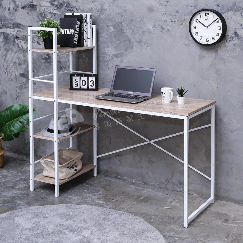 [Wei Man] MIT 120X48 two-way shelf desk computer desk office desk work desk bookshelf - โต๊ะอาหาร - วัสดุอื่นๆ สีนำ้ตาล