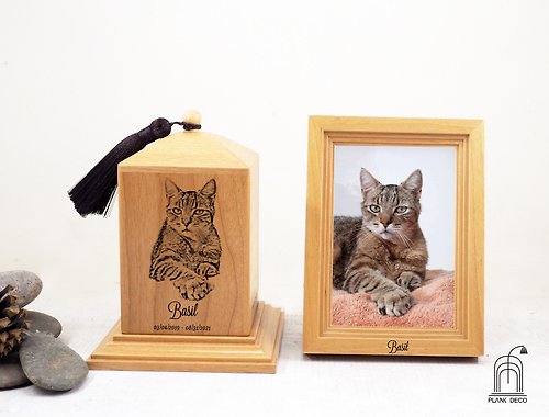 plankdeco 貓骨灰盒 寵物骨灰盒 定制貓骨灰盒 紀念品貓木盒 帶框架雕刻