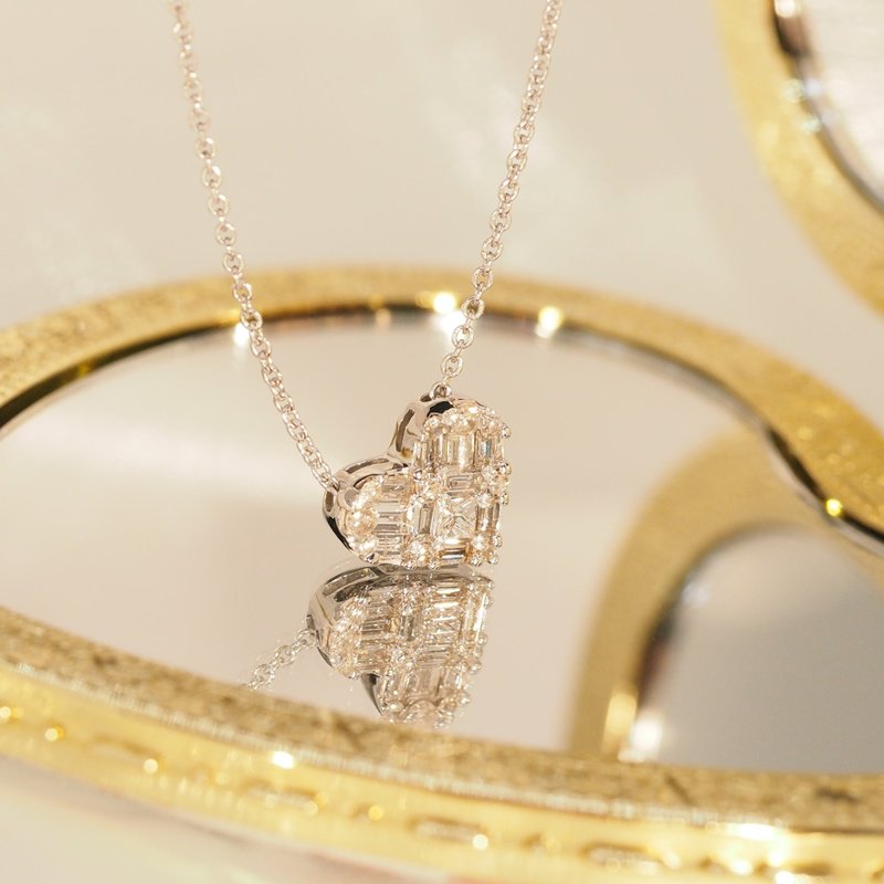 18K金鑽石心形拼圖項鏈18K Gold Diamond Heart Puzzle Necklace - 項鍊 - 貴金屬 